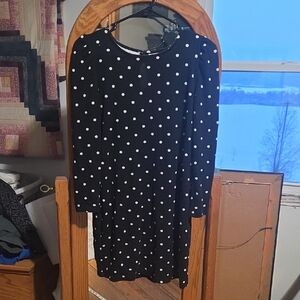 Old Navy Black Long Sleeve Polka Dot Dress